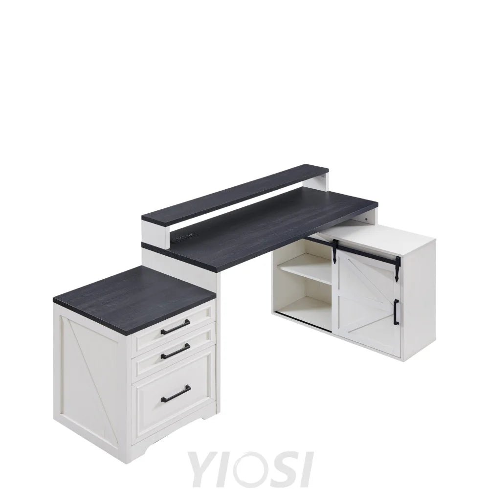 67 Inch Modern Farmhouse Computer Desk with File Cabinet