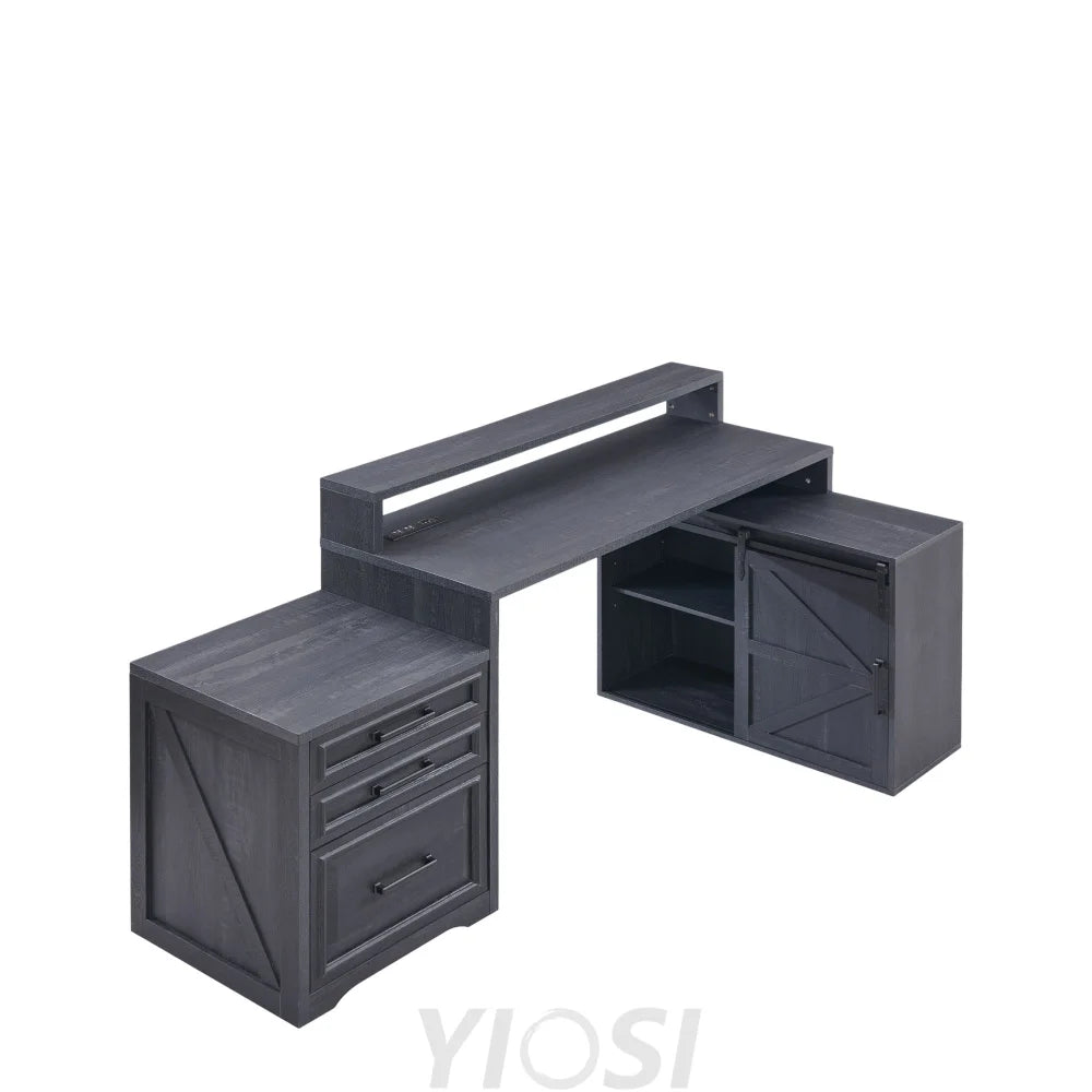 67 Inch Modern Farmhouse Computer Desk with File Cabinet