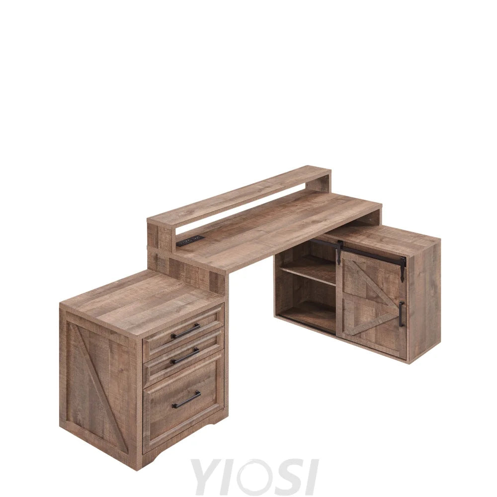 67 Inch Modern Farmhouse Computer Desk with File Cabinet