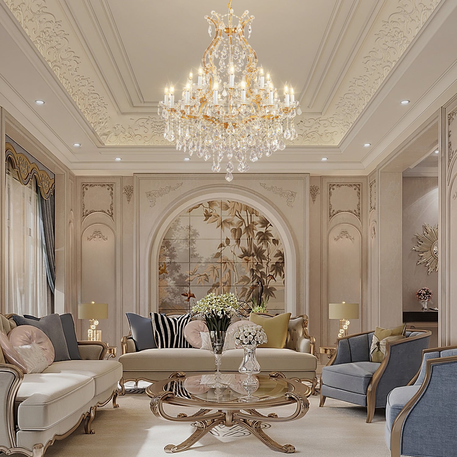 24-Light Clip Plate Chandelier D90 - Gold