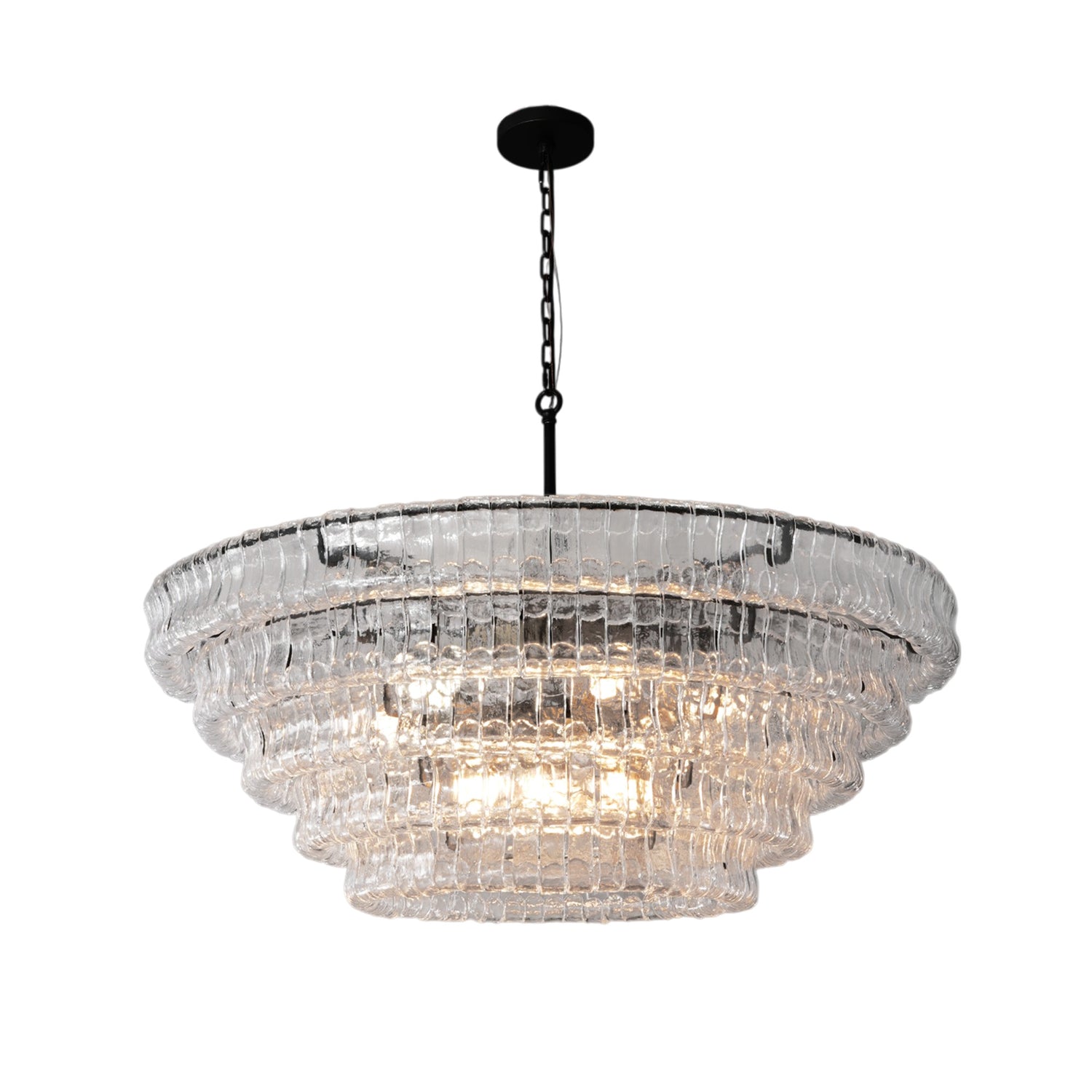 Hook Plate Crystal Round Pendant 1210 Clear Glass - Black