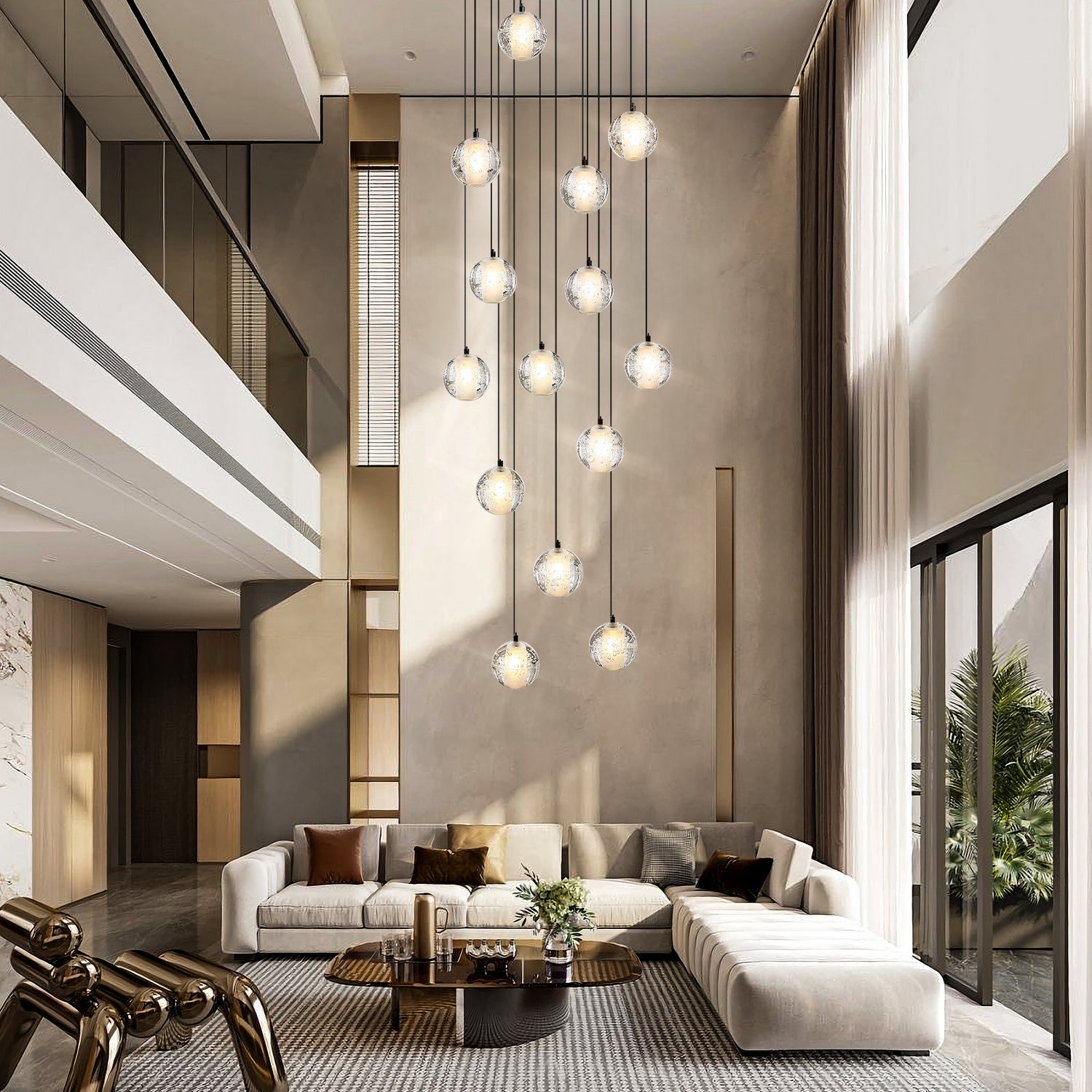 Bubble 14-Light Staircase Chandelier - Black