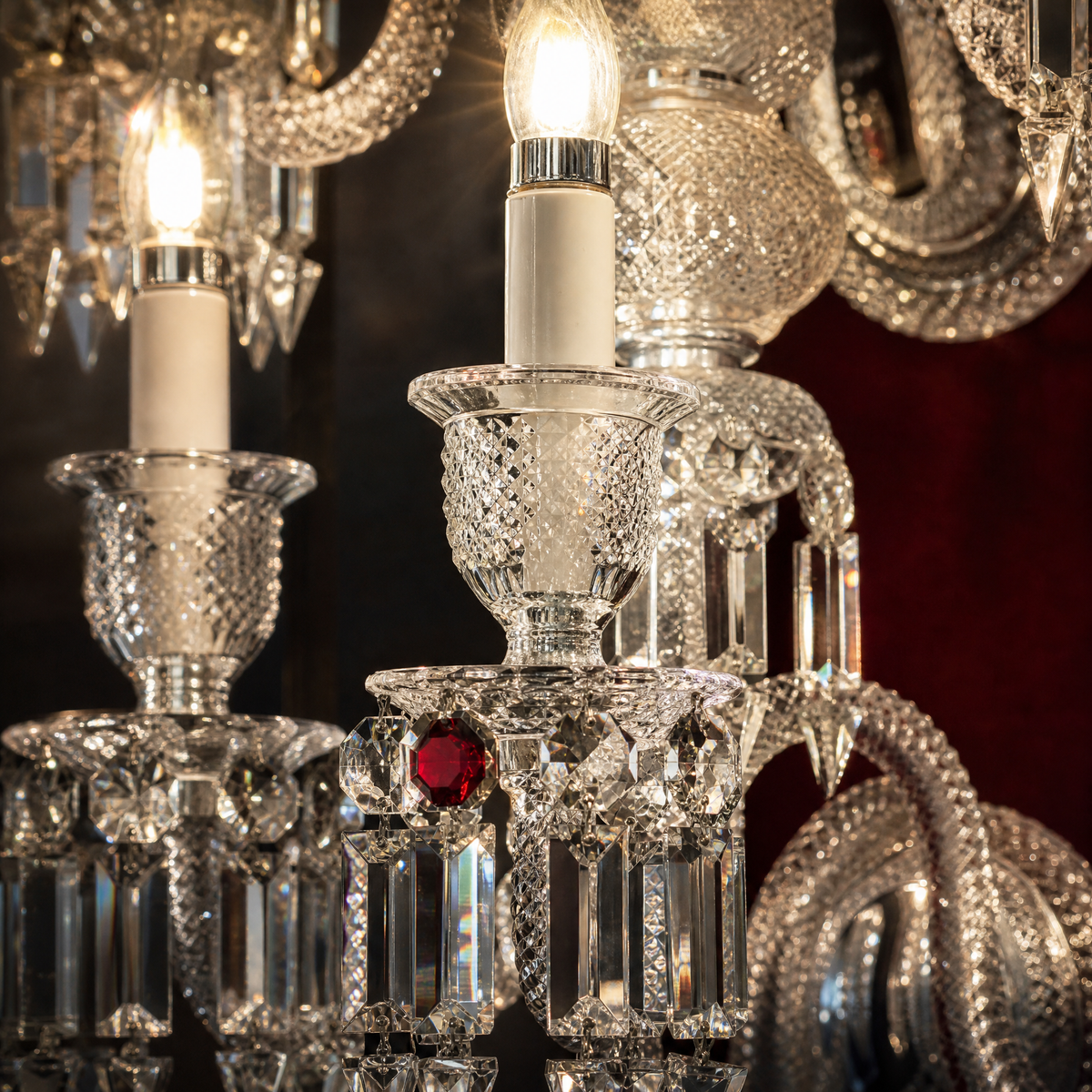 7-Light Tiered Candle Faceted Glass Wall Sconce