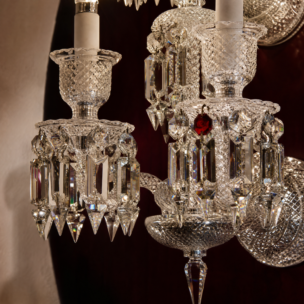 7-Light Tiered Candle Faceted Glass Wall Sconce