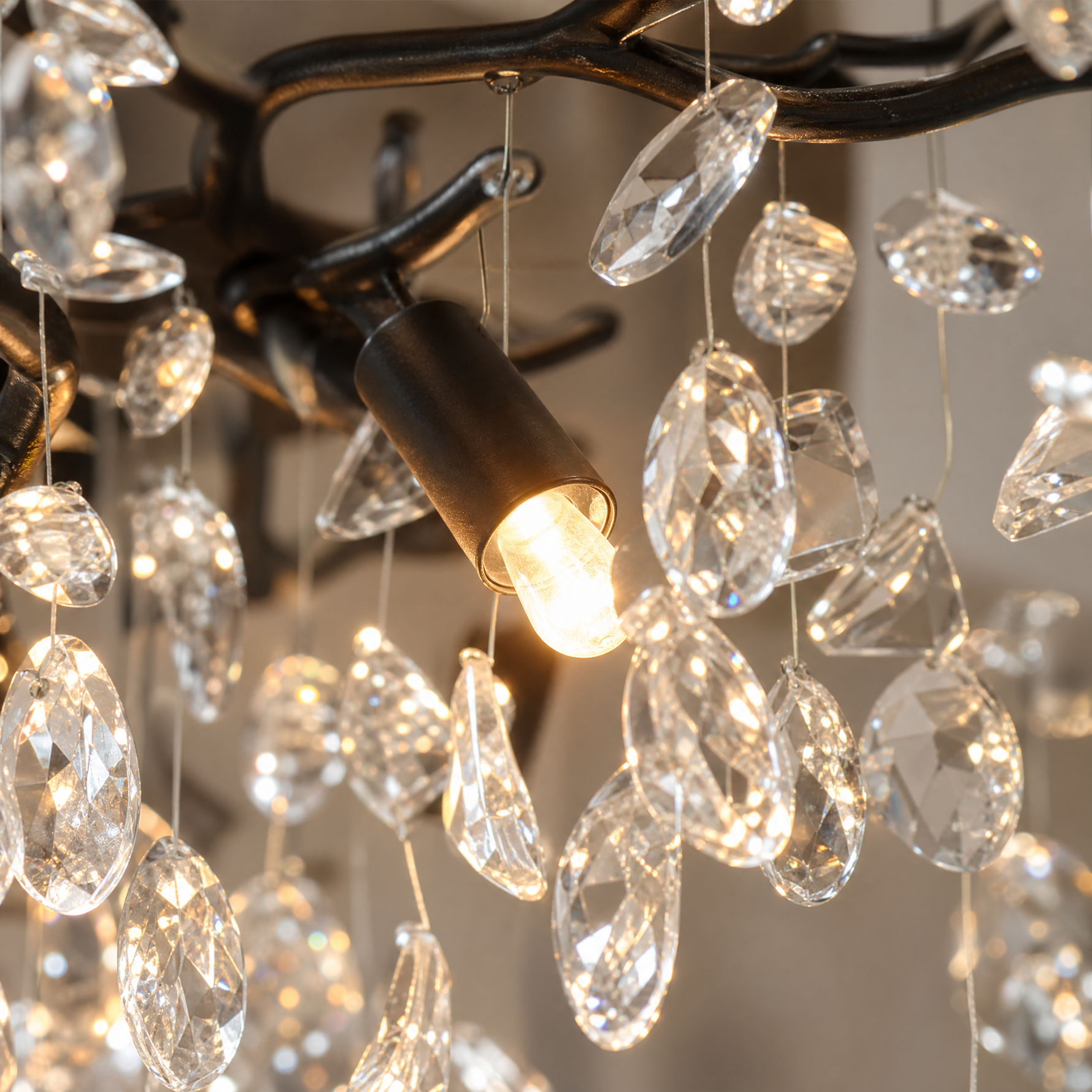 71" Modern Black Tree Branch Crystal Chandelier