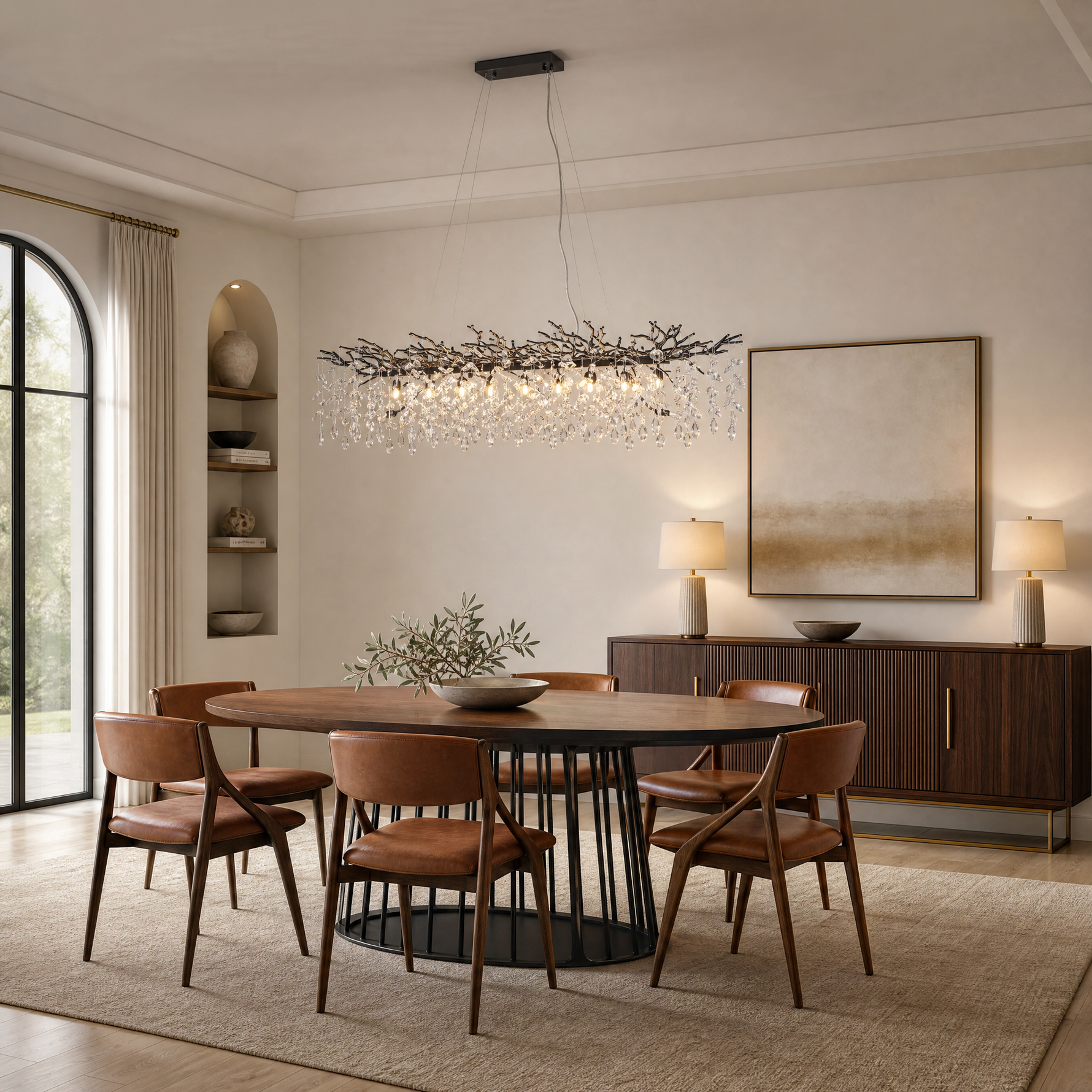 71" Modern Black Tree Branch Crystal Chandelier