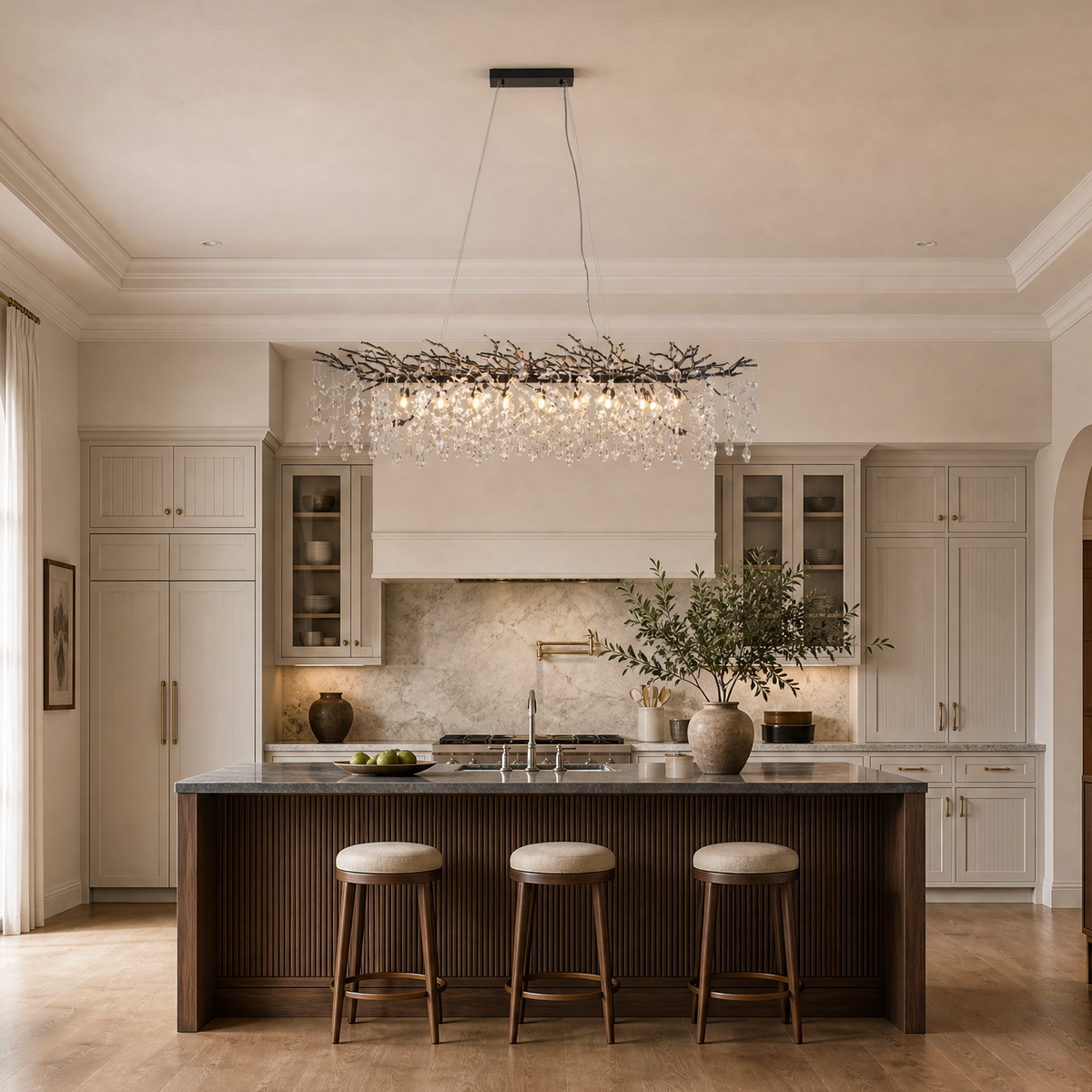 71" Modern Black Tree Branch Crystal Chandelier