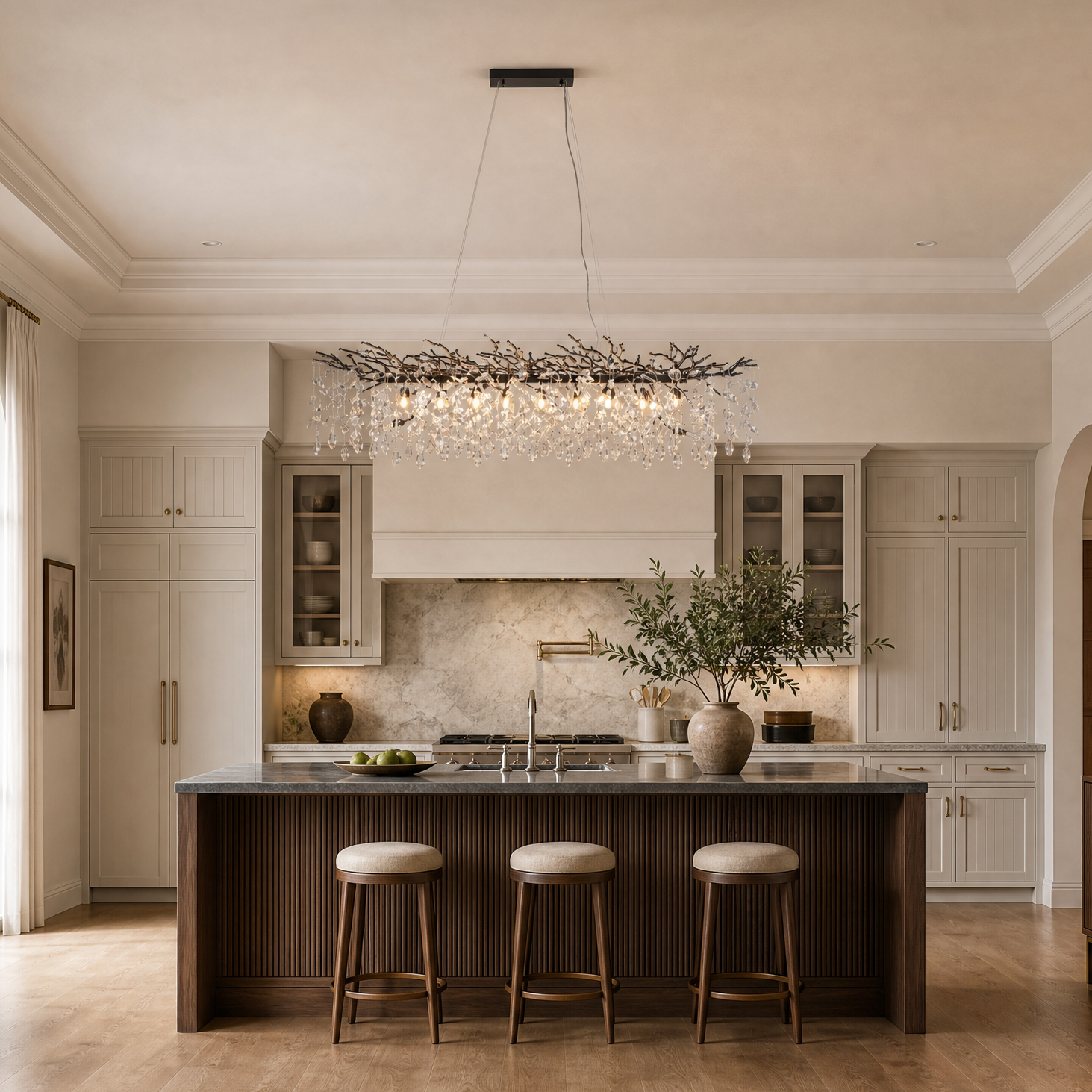 71" Modern Black Tree Branch Crystal Chandelier