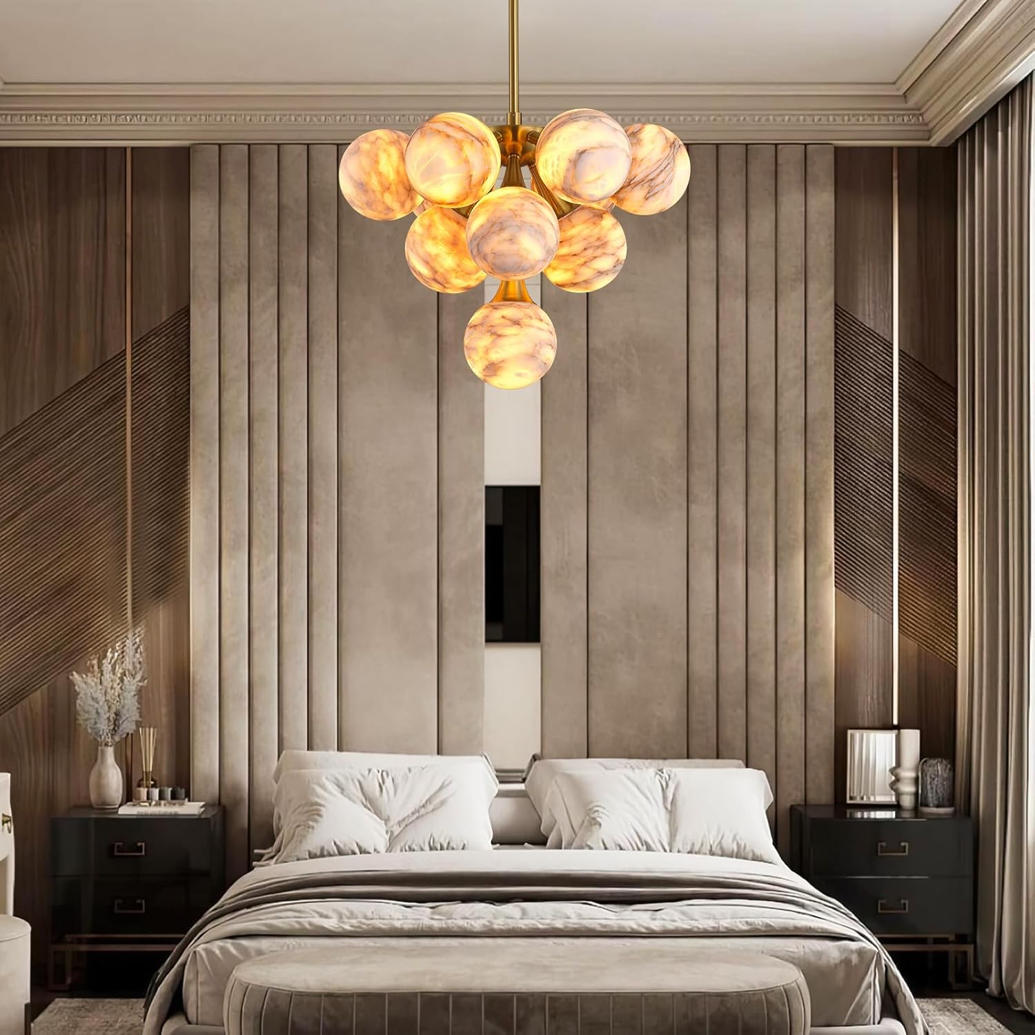 Modern Round Alabaster Chandelier
