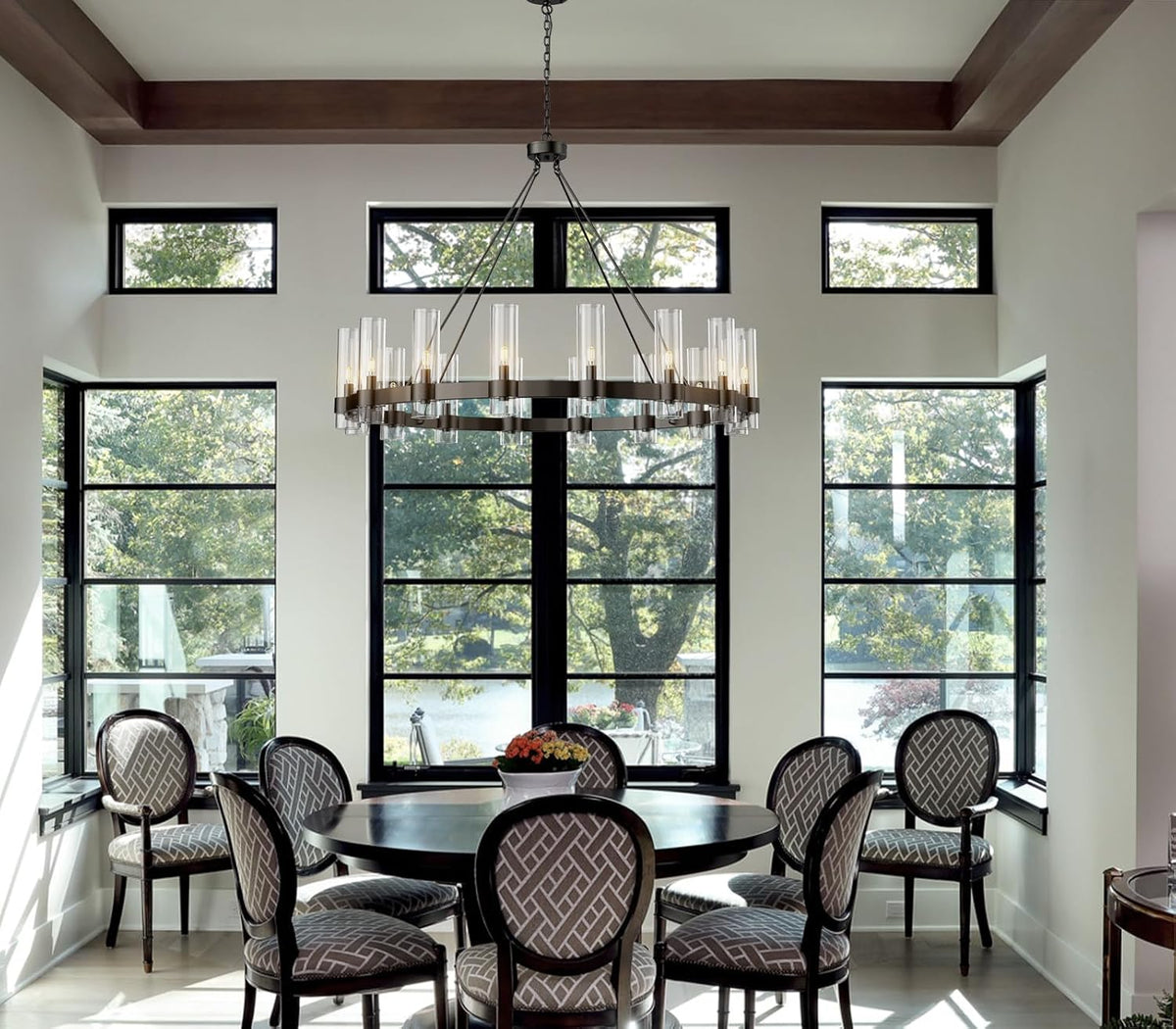 Copper plated modern glass lampshade chandelier