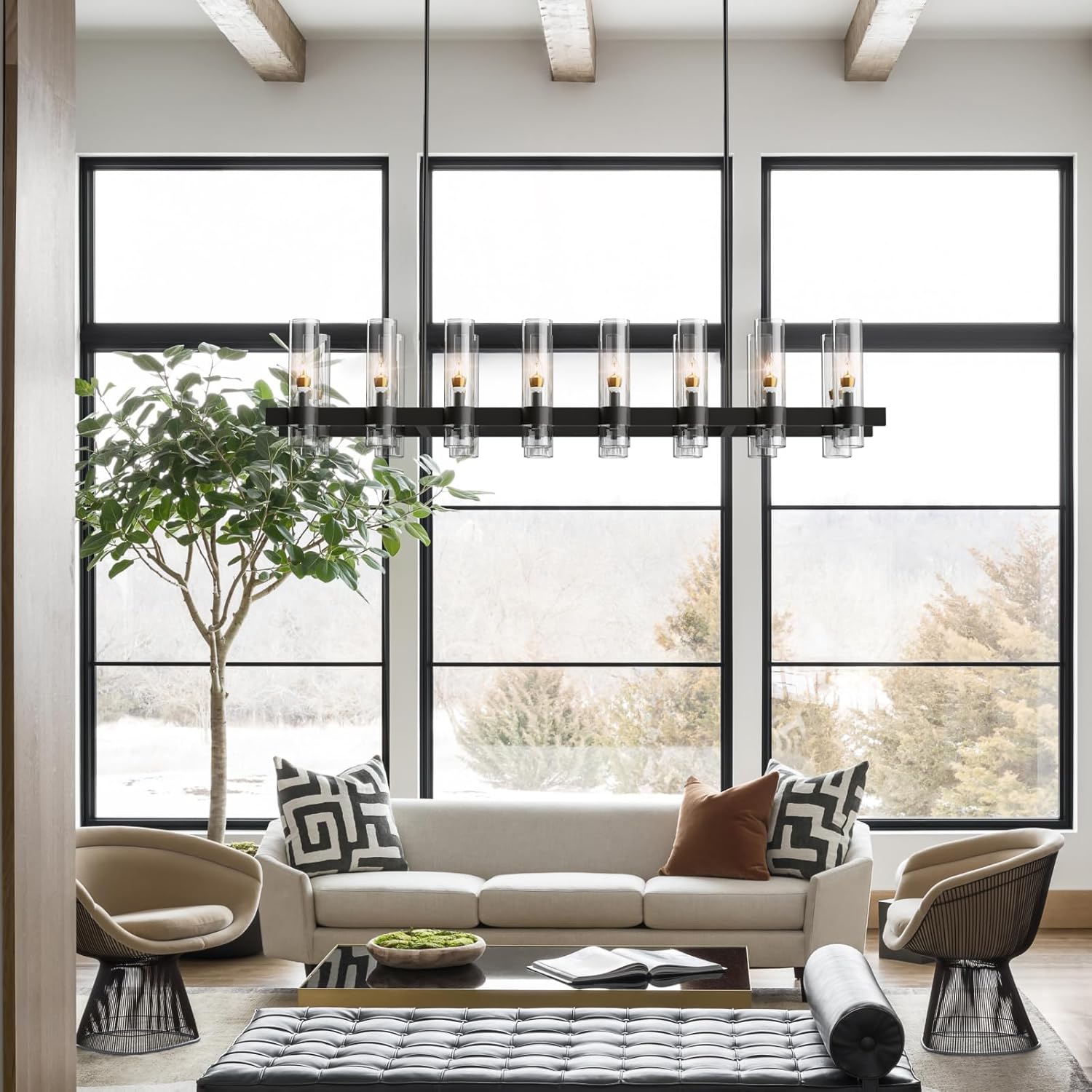 Copper-plated modern glass lampshade chandelier
