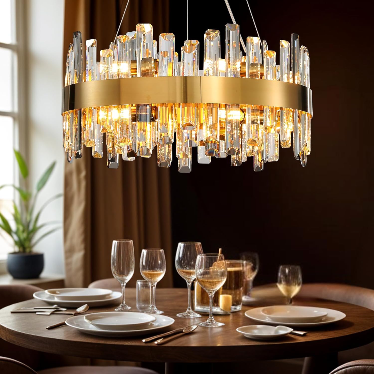Modern Double-Layer Crystal Chandelier