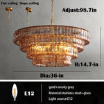Modern golden amber glass chandelier