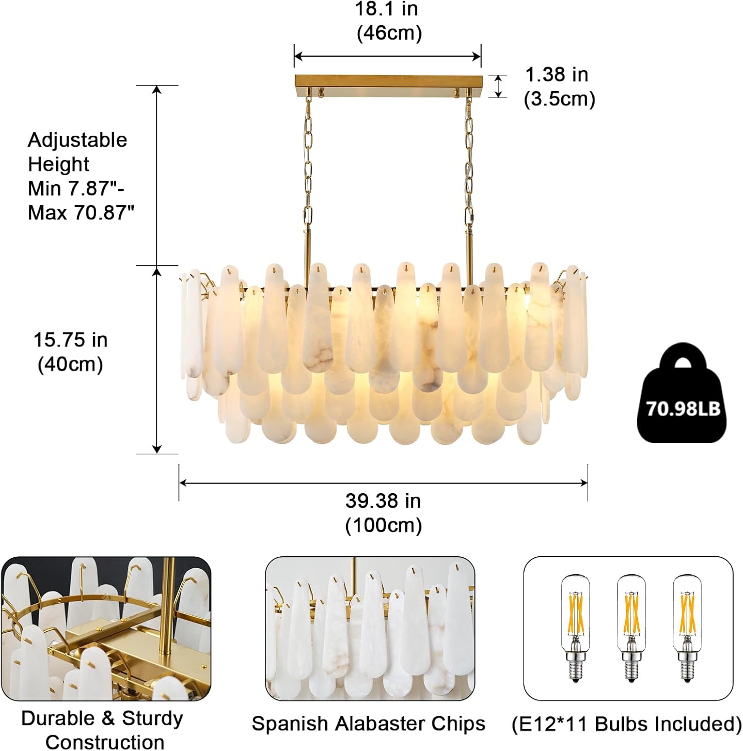 Modern Alabaster Feathery Chandelier