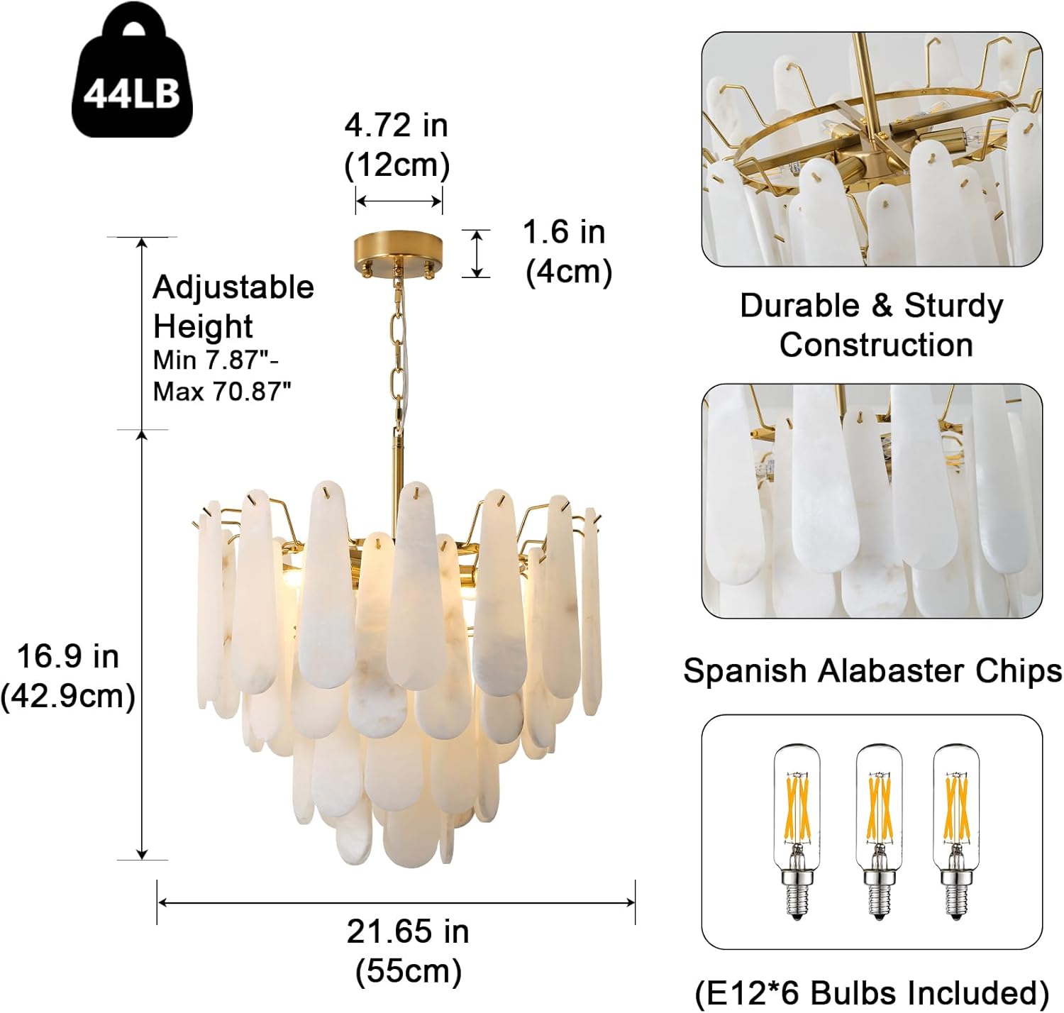 Modern Alabaster Feathery Chandelier