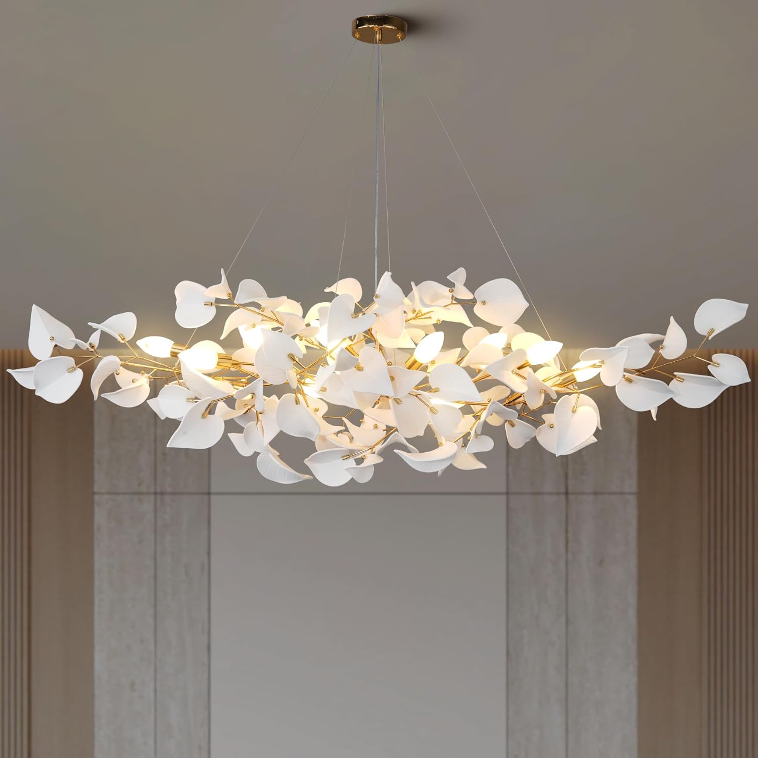 Ceramic Ginkgo Leaf Chandelier