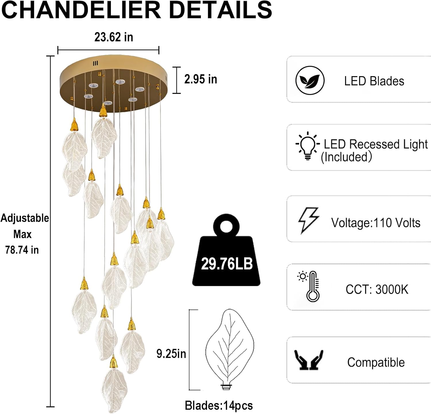 Modern blade-type Chandelier