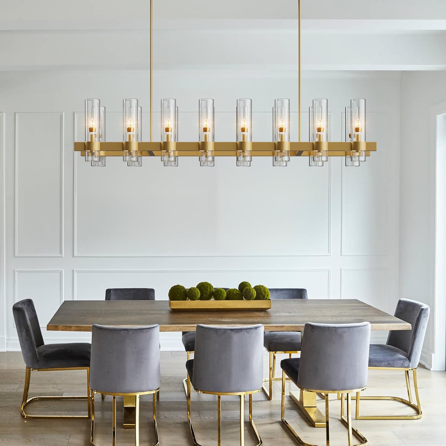 Copper-plated modern glass lampshade chandelier