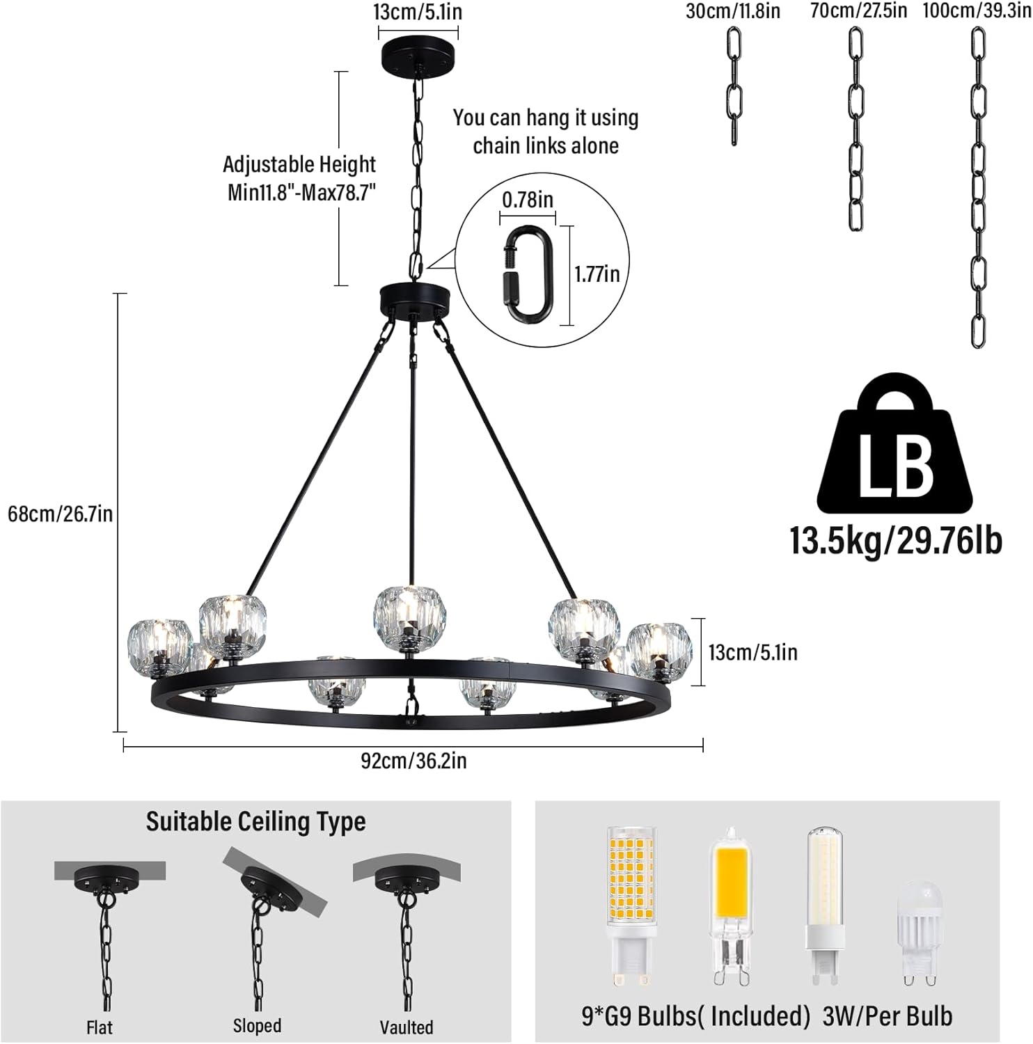 Modern Carriage Wheel Crystal Chandelier