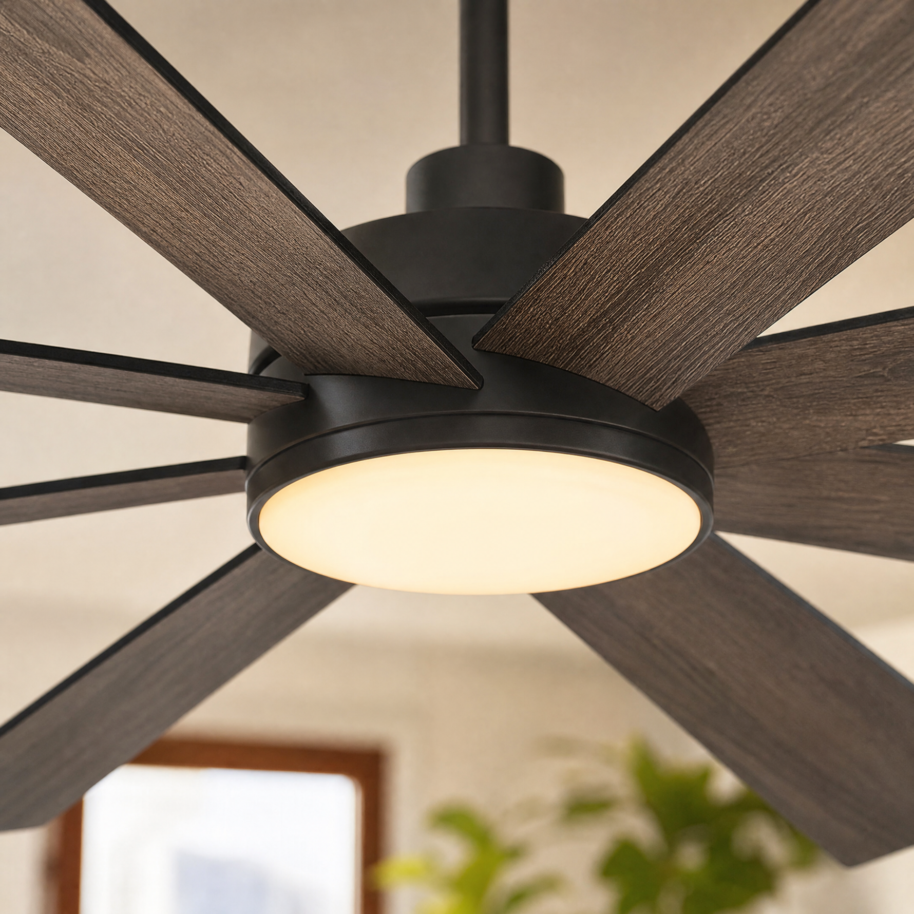 72" 8-Blade Industrial Ceiling Fan with LED Disc Light