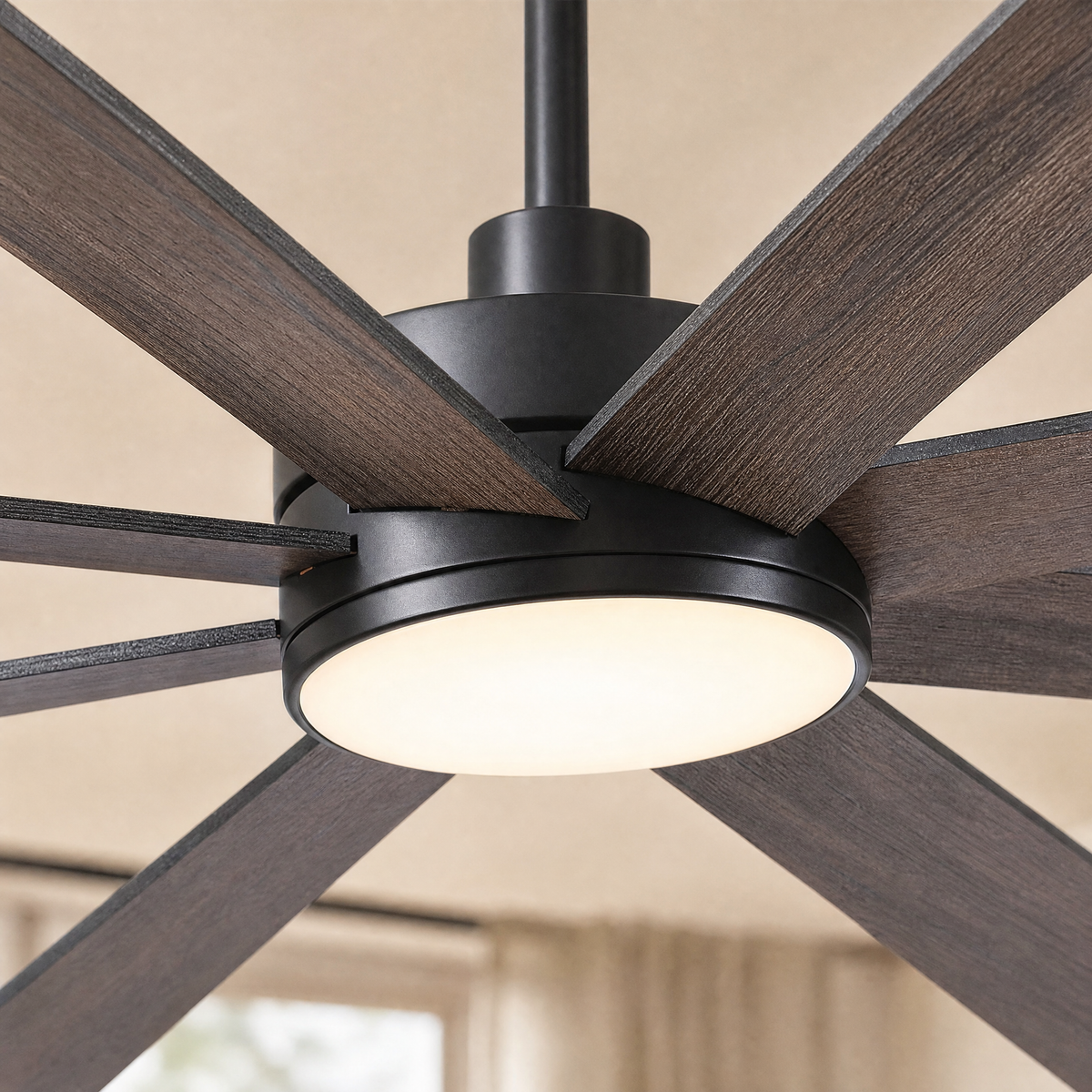 72" 8-Blade Industrial Ceiling Fan with LED Disc Light