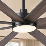 72" 8-Blade Industrial Ceiling Fan with LED Disc Light