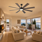 72" 8-Blade Industrial Ceiling Fan with LED Disc Light