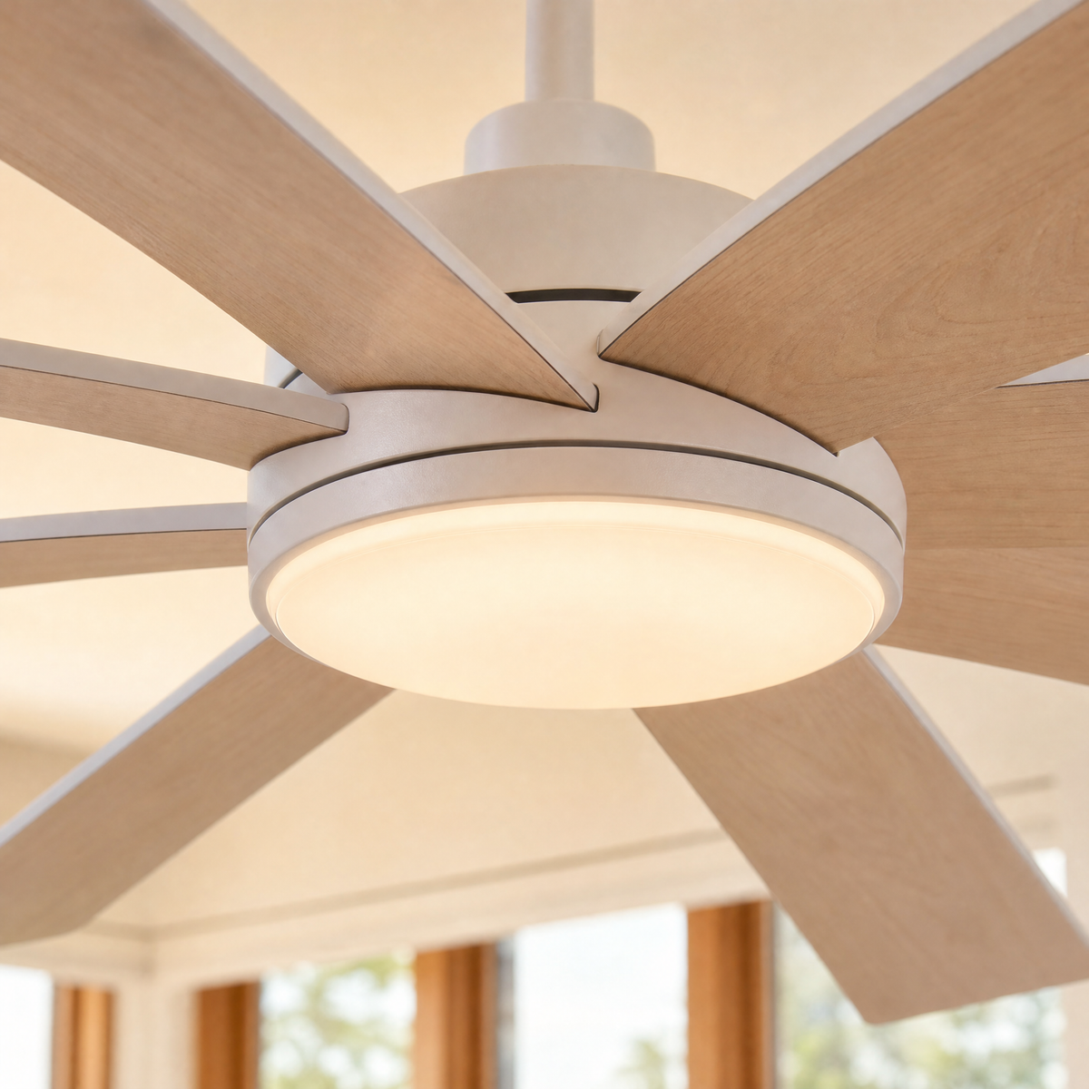 72" 8-Blade Industrial Ceiling Fan with LED Disc Light