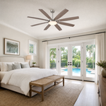 72" Industrial Walnut 8-Blade Ceiling Fan with LED Disc