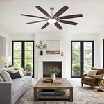 72" Industrial Walnut 8-Blade Ceiling Fan with LED Disc