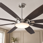 72" Industrial Walnut 8-Blade Ceiling Fan with LED Disc