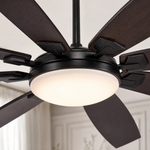 72" Industrial Walnut 8-Blade Ceiling Fan with LED Disc