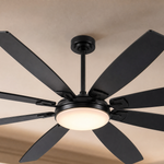 72" Industrial Walnut 8-Blade Ceiling Fan with LED Disc