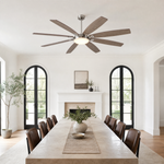 72" Industrial Walnut 8-Blade Ceiling Fan with LED Disc