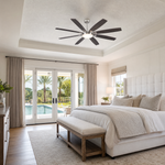 72" Industrial Walnut 8-Blade Ceiling Fan with LED Disc