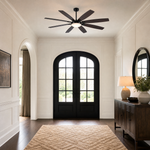 72" Industrial Walnut 8-Blade Ceiling Fan with LED Disc