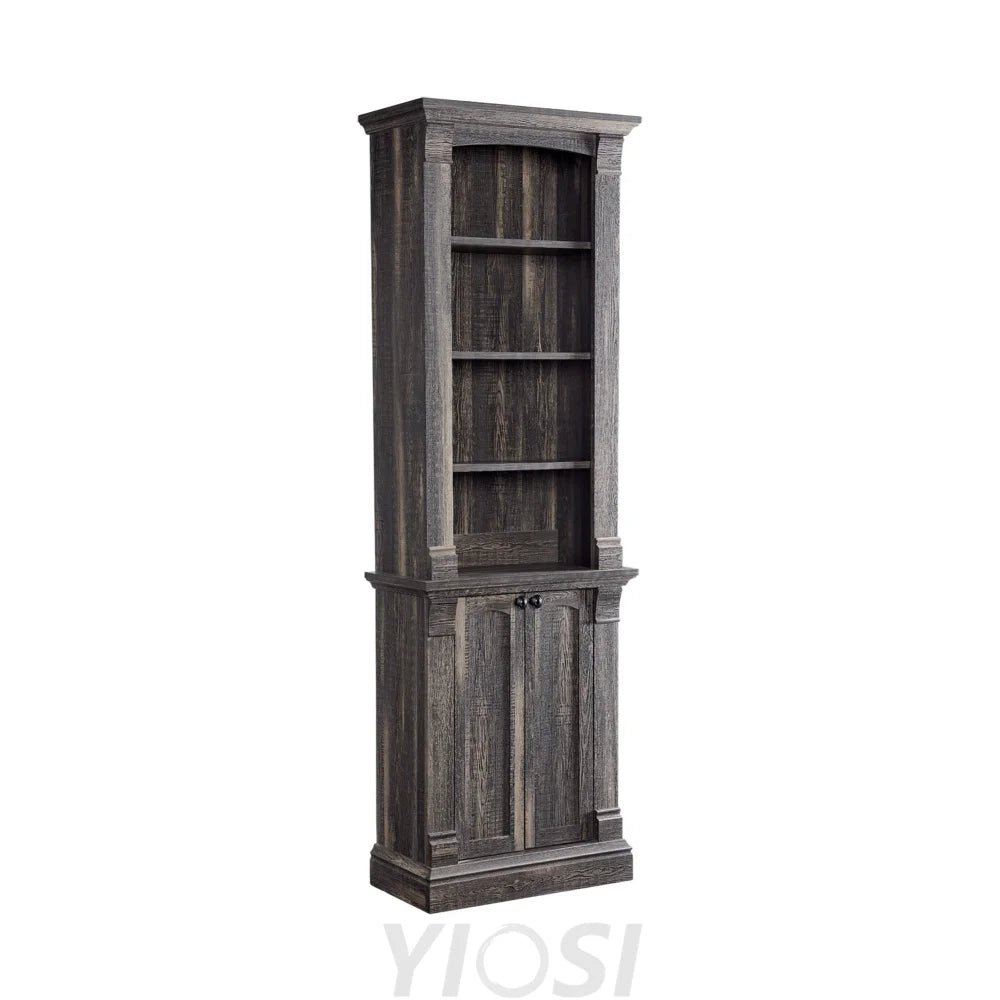 72’’ Farmhouse Bookcase with Adjustable Shelves and Storage Cabinet Doors