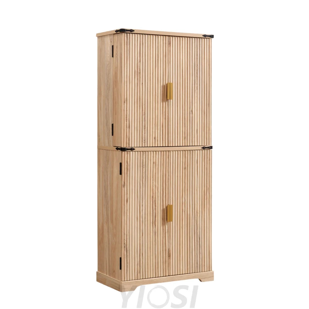 72’’ Fluted Pantry Cabinet | 4 Doors & Shelves