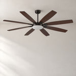 72" Industrial Walnut 8-Blade Ceiling Fan with LED Disc – lights off
