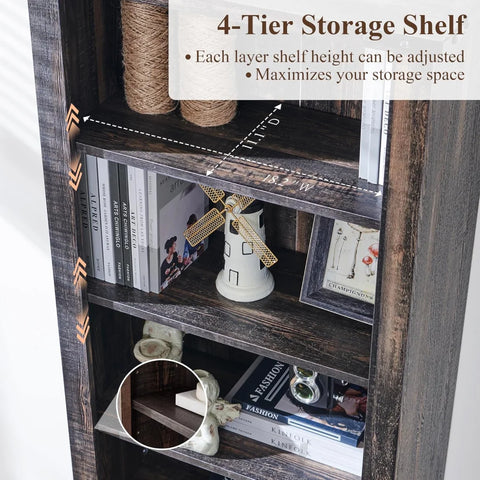 72" Tall Farmhouse Bookcase with Barn Door and Storage Cabinet