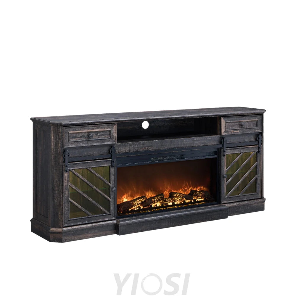 75’’ Rustic Fireplace TV Stand for 85 Inch TV