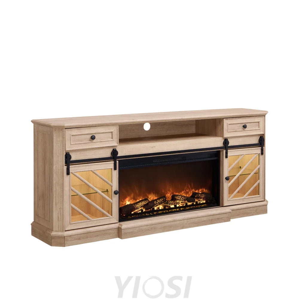 75’’ Rustic Fireplace TV Stand for 85 Inch TV