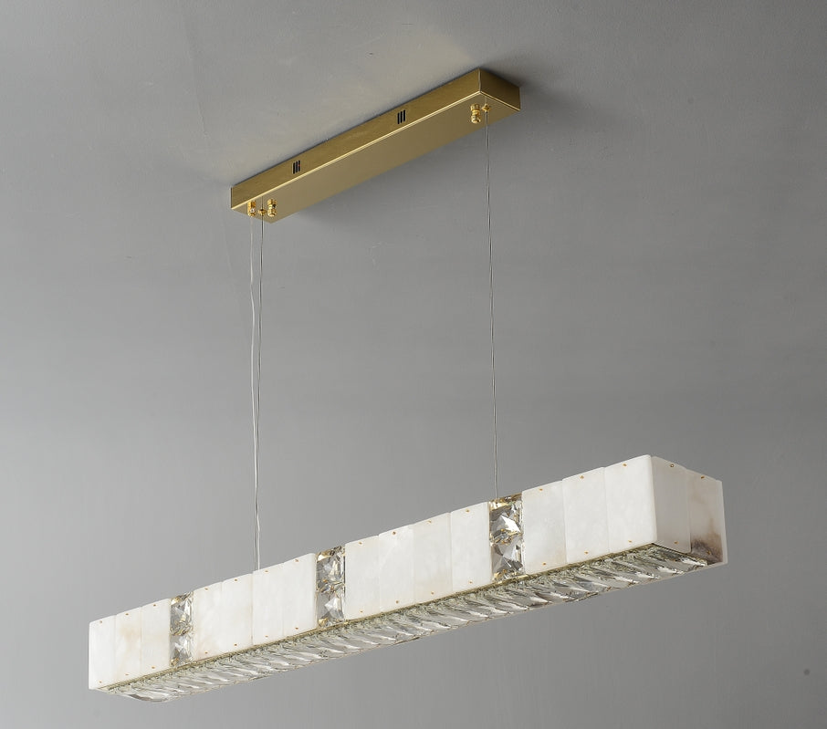 Marble Crystal Linear Dining Pendant L1000