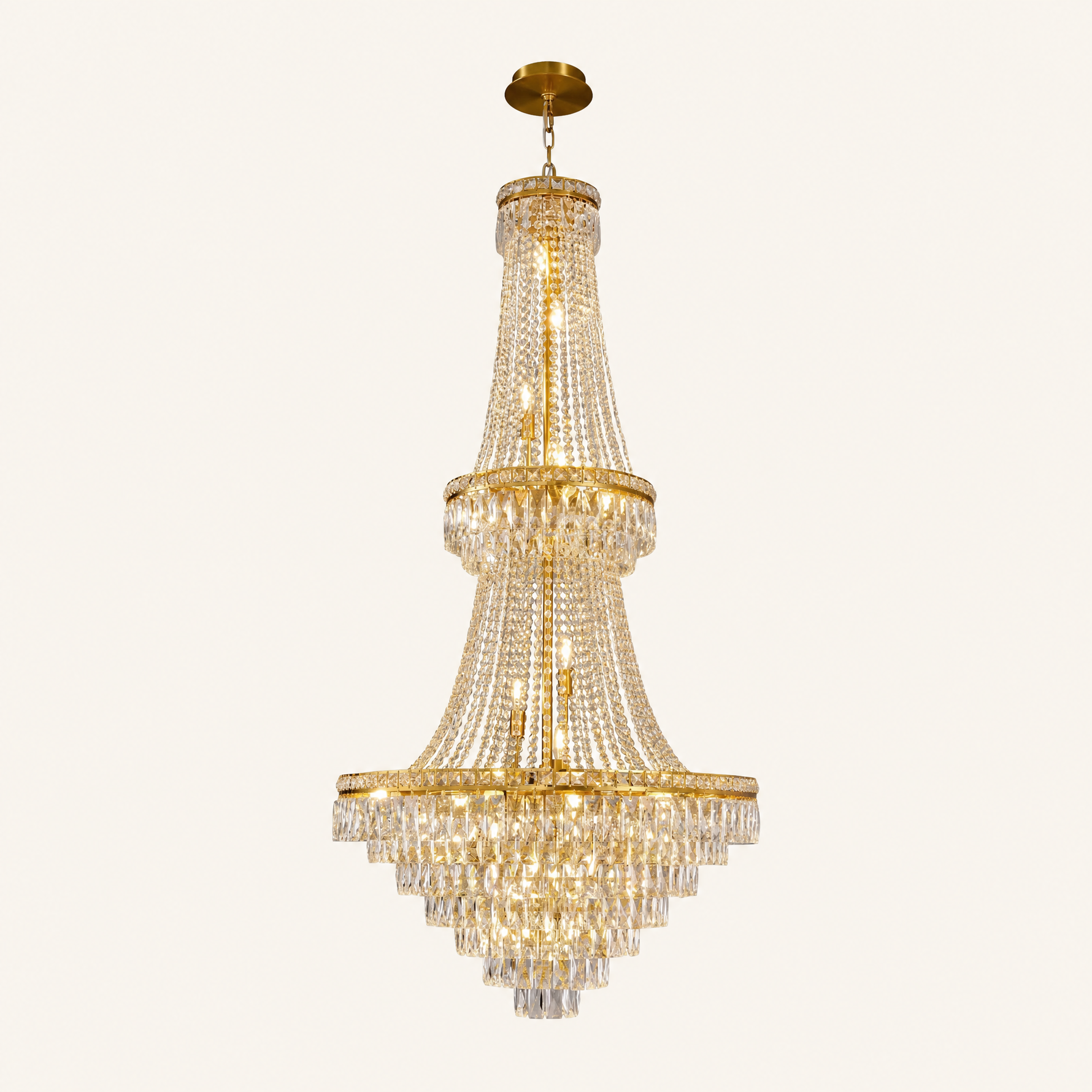 780 Double-layer Square Diamond Round Pendant - Gold