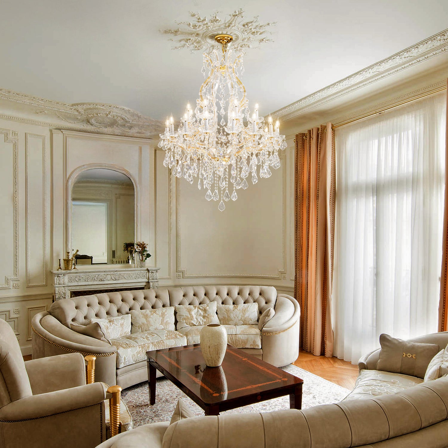 24-Light Clip Plate Chandelier D90 - Gold