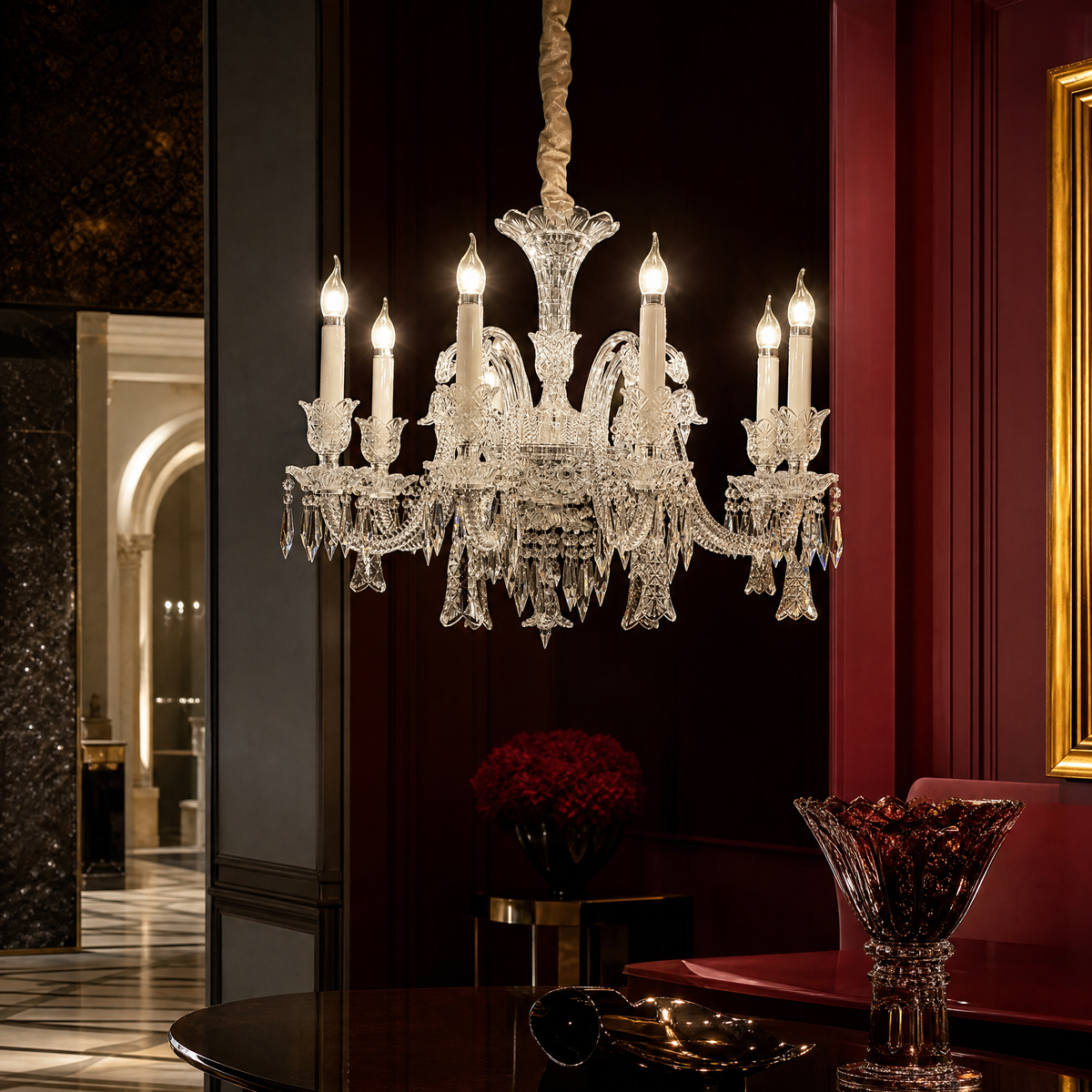 8-Light Crystal Candle Chandelier