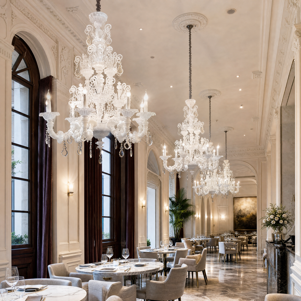 8-Light Tiered Candle Opaque Glass Chandelier