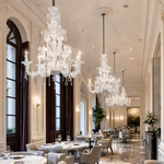 8-Light Tiered Candle Opaque Glass Chandelier
