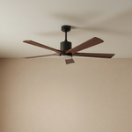 60" 5-Blade Wood Ceiling Fan with LED Disc Light - light off