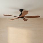 52" Wood Blade Ceiling Fan with Integrated LED Disc Light - light off